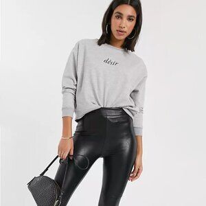 EUC French Connection grey graphic print “désir” cotton crew neck sweatshirt, L